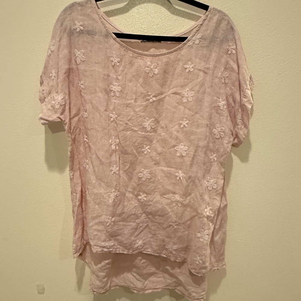 Terzo Millennio Light Pink Floral Blouse - Picture 1 of 6